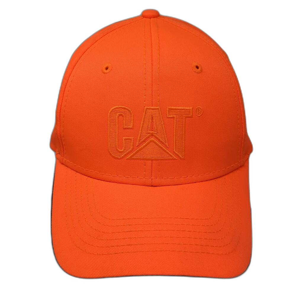 Caterpillar CAT Baseball Cap Orange One Size Tonal Logo Strapback Green Brim Hat